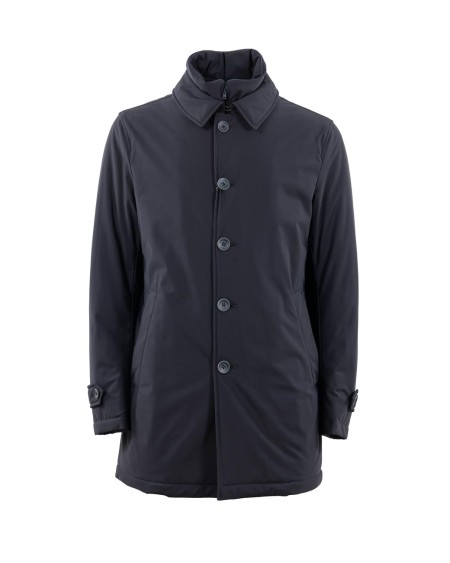 Shop HERNO  Piumino: Herno trench in nylon stretch idrorepellente.
Collo a camicia.
Pettorina rimovibile con chiusura con zip.
Tasche a filo laterali.
Spacco sul retro.
Polsi con cinturino e bottone.
Chiusura frontale con bottoni. 
Composizione: 87% poliammide, 13% elastan.
Made in Italy.. PI0667U 12346SZ-9200
